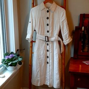 Zara Basic 100% Ramie Belted Dress